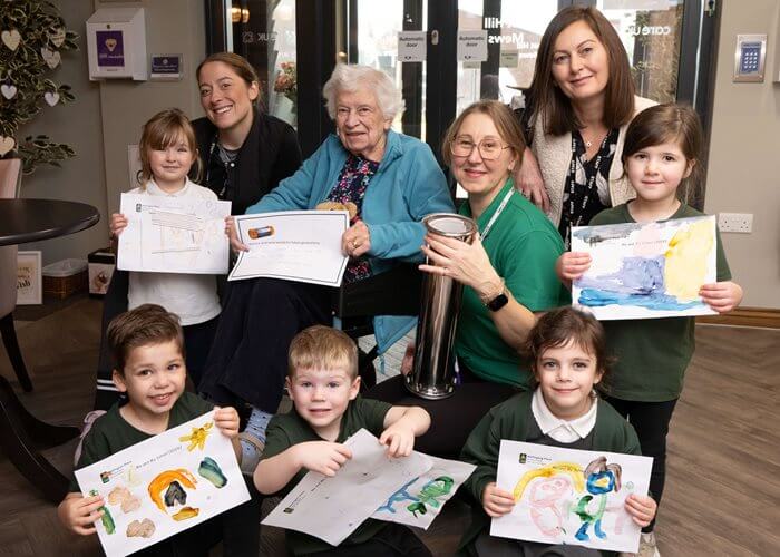 Oat Hill Mews were joined by pupils from Wellington Place Primary School to bury a time capsule